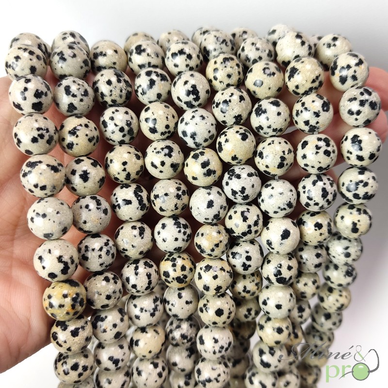 Jaspe Dalmatien Naturel En Perles Rondes Mm Fil Complet Mine Pro