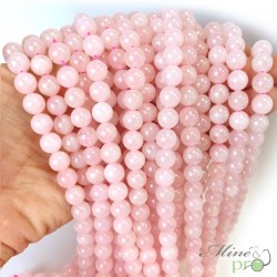 Quartz rose en perles rondes 8mm - fil complet