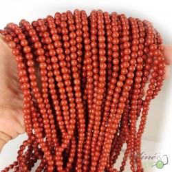 Jaspe rouge en perles rondes 4mm - fil complet