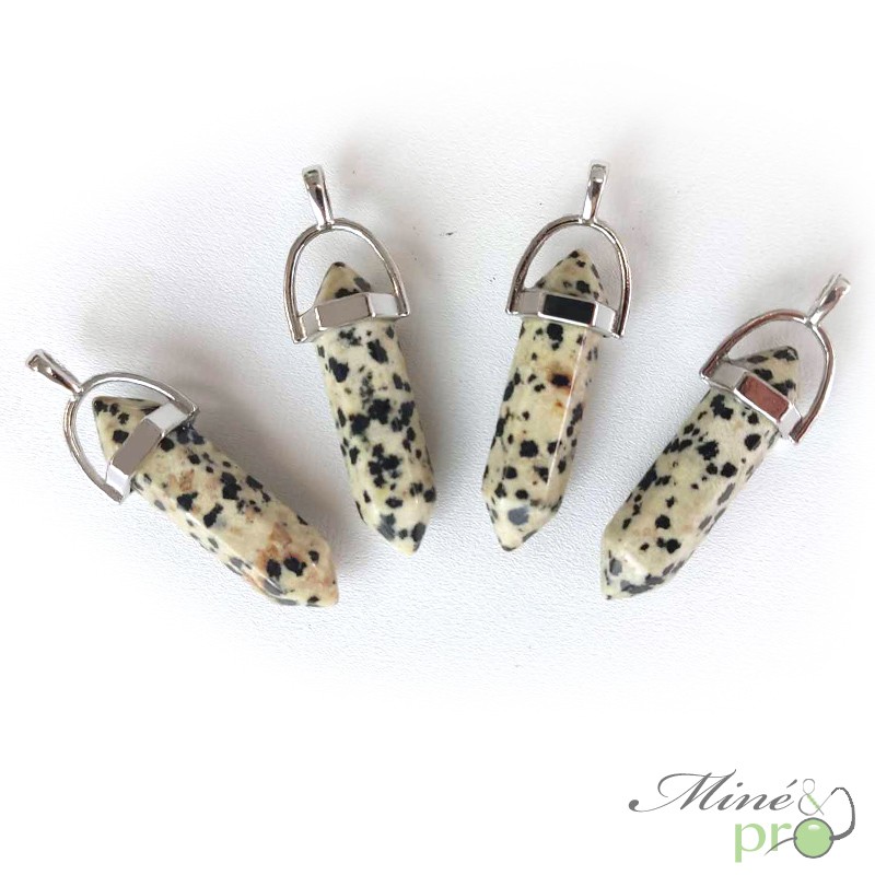 Jaspe dalmatien - pendentif pointe 3cm