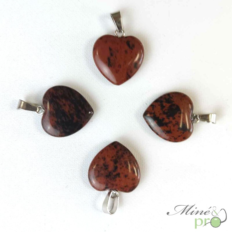 Obsidienne Mahogany - pendentif en forme de coeur 2cm