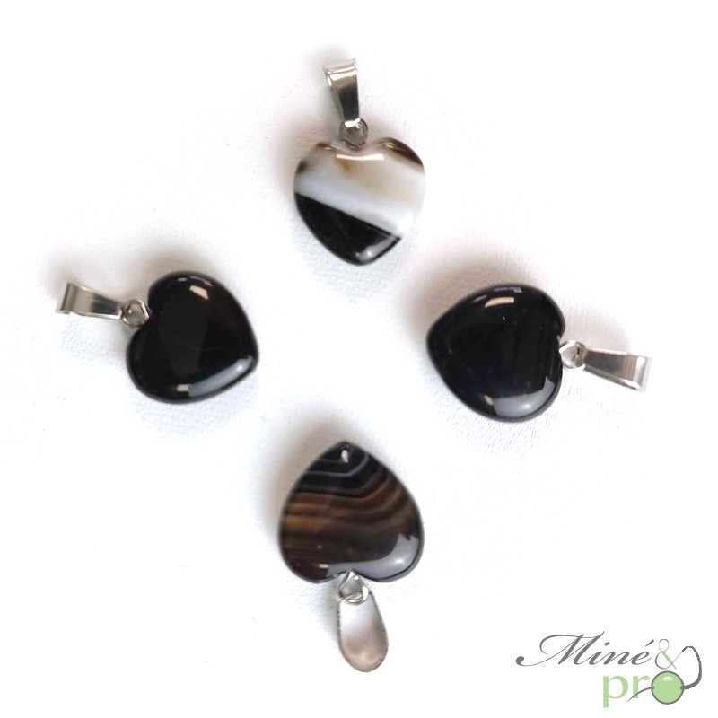 Onyx - pendentif en forme de coeur 1,5cm