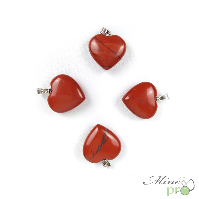 Jaspe rouge - pendentif en forme de coeur 1,5cm