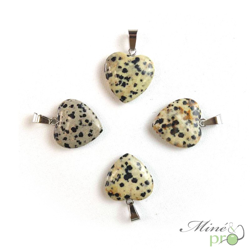 Jaspe dalmatien - pendentif en forme de coeur 1,5cm