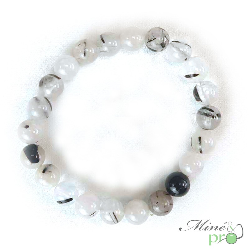 Bracelet Quartz tourmaline A en perles 8mm