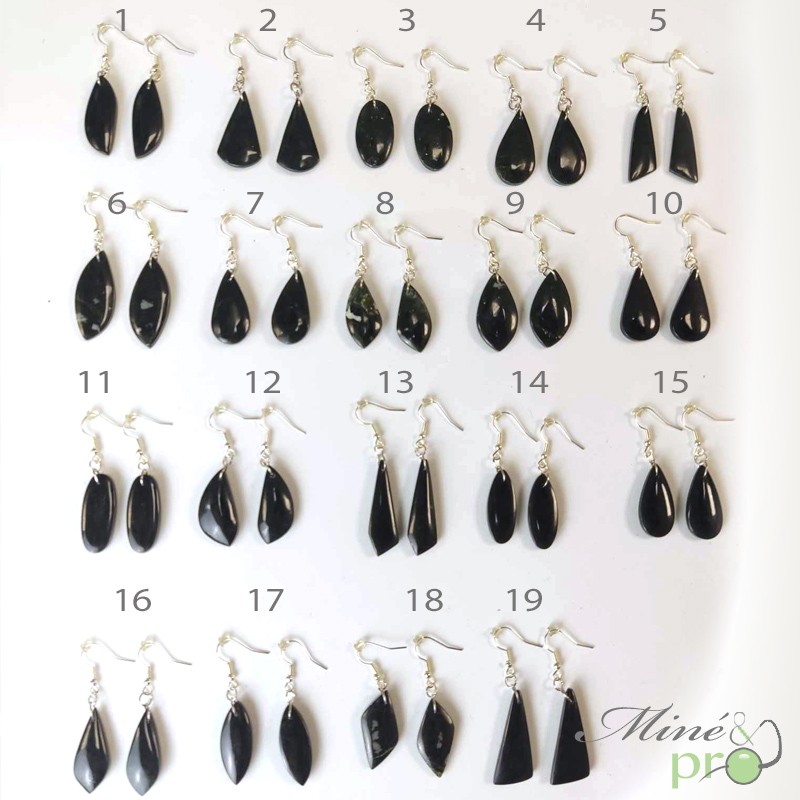 Boucles d'oreilles - Jade noir - grossiste en pierres naturelles