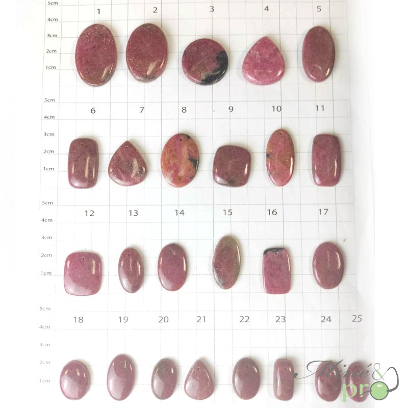 Rhodonite rose - cabochons percés