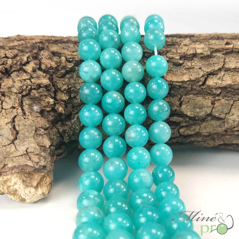 Amazonite Extra en perles rondes 10mm - fil complet