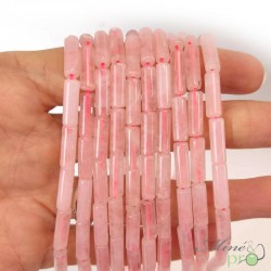 Quartz rose en tube 13mm - fil complet