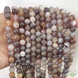 Agate du botswana A en perles rondes 8mm - fil complet