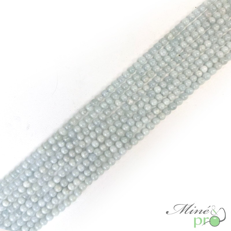 Aigue marine en perles rondes 4mm - fil complet