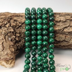 Malachite A en perles rondes 8mm - fil complet