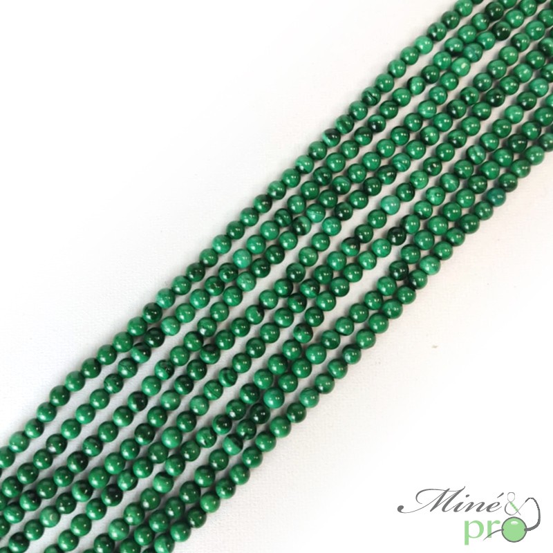 Malachite AA en perles rondes 4mm - fil complet