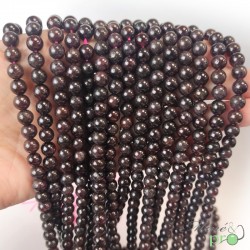 Grenat almandin A en perles rondes 6mm - fil complet