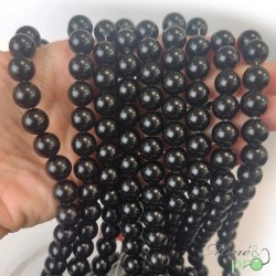 Obsidienne noire A en perles rondes 10mm - fil complet