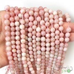 Opale rose AB+ en perles rondes 6mm - fil complet