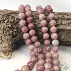 Rhodonite rose A en perles rondes 10mm - fil complet