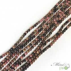 Rhodonite rose et noire AA en perles rondes 4mm - fil complet