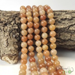 Aventurine orange en perles rondes 8mm - fil complet