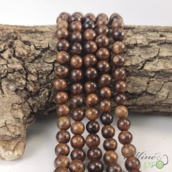 Bois brun en perles rondes 8mm - fil complet