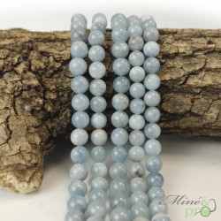 Aigue marine bleue A en perles rondes 8mm - fil complet