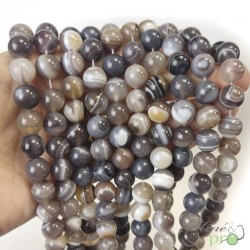 Agate du botswana A en perles rondes 10mm - fil complet