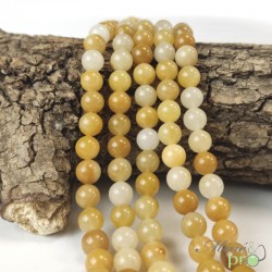 Aventurine jaune A en perles rondes 8mm - fil complet