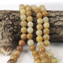 Aventurine jaune A en perles rondes 10mm - fil complet