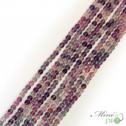 Fluorite mixte AA en perles rondes 4mm - fil complet