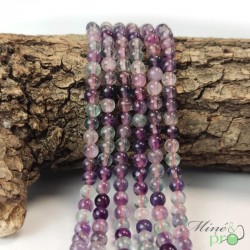 Fluorite mixte AA en perles rondes 6mm - fil complet