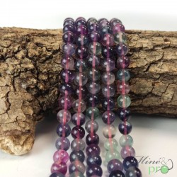 Fluorite mixte AA en perles rondes 8mm - fil complet