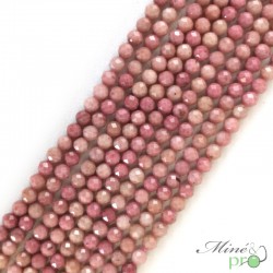 Rhodonite A+ en perles facettées 4mm - fil complet