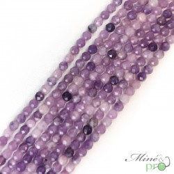 Lepidolite A+ en perles facettées 4mm - fil complet