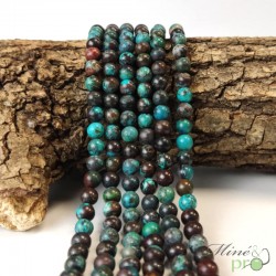 Chrysocolle A en perles rondes 6mm - fil complet