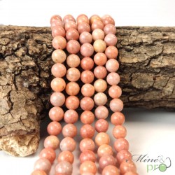 Calcite orange A en perles rondes 8mm - fil complet