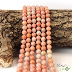 Calcite orange A en perles rondes 6mm - fil complet