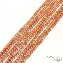 Calcite orange A en perles rondes 4mm - fil complet