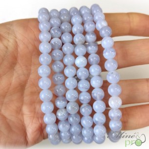 Bracelet en Calcédoine bleue A+ en perles 6mm