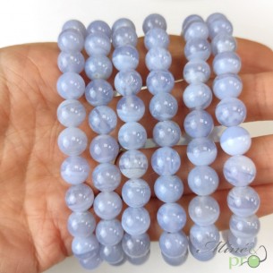 Bracelet en Calcédoine bleue A+ en perles 8mm