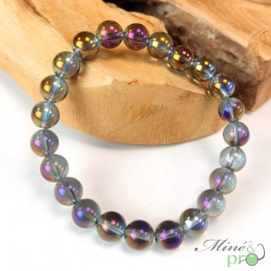 Bracelet en Quartz aqua aura AA en perles 8mm