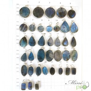 Labradorite bleue - pendentifs cerclés