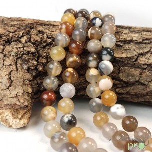 Agate de Madagascar A en perles rondes 10mm - fil complet