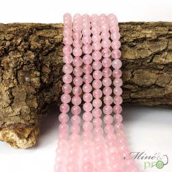 Quartz rose en perles rondes 6mm - fil complet