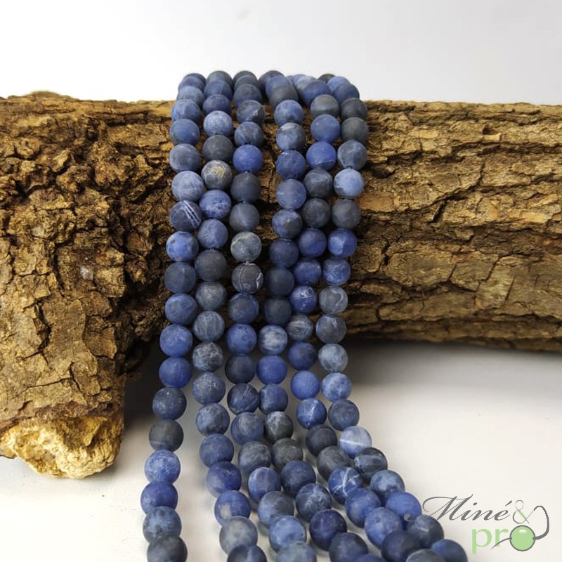 Sodalite MAT en perles rondes 6mm - fil complet