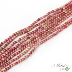 Rhodonite rose en perles rondes 4mm - fil complet