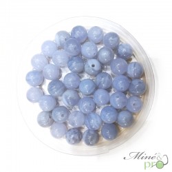 Calcédoine bleue naturelle en perles rondes 6mm - lot de 10