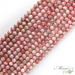 Rhodochrosite en perles rondes 10mm - fil complet - grossiste perles bouches du rhone