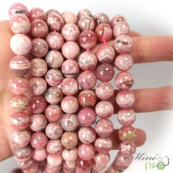 Rhodochrosite en perles rondes 10mm - fil complet - grossiste perles bouches du rhone