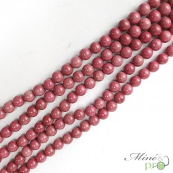 Rhodonite rose en perles rondes 8mm - fil complet