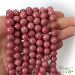 Rhodonite rose en perles rondes 8mm - fil complet